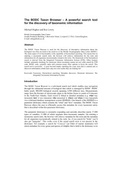 The BODC Taxon Browser &ndash; A powerful search tool for the discovery