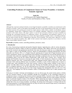 Controlling Predicates of Complement Clauses in Treaty Preambles