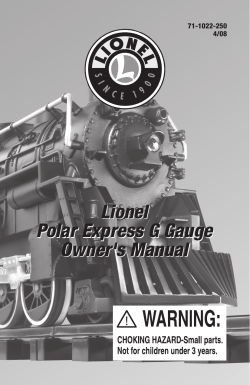Lionel Polar Express G Gauge Owner`s Manual