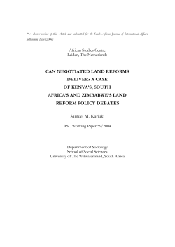 CAN NEGOTIATED LAND REFORMS DELIVER? A CASE OF