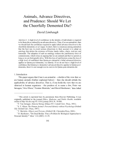Animals, Advance Directives, and Prudence: Should We Let the