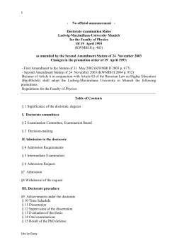 Doctorate Regulations of the Faculty of Physics