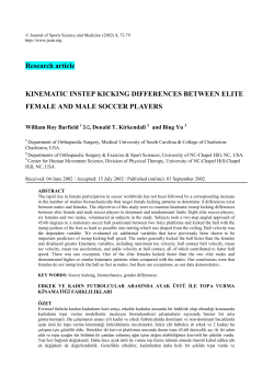 Research article KINEMATIC INSTEP KICKING DIFFERENCES