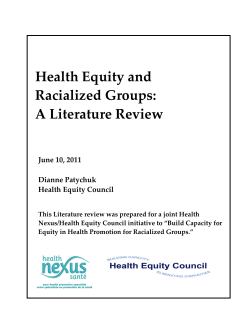 Health Equity and Racialized Groups: A Literature
