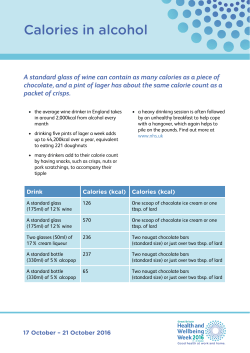 Calories in alcohol leaflet