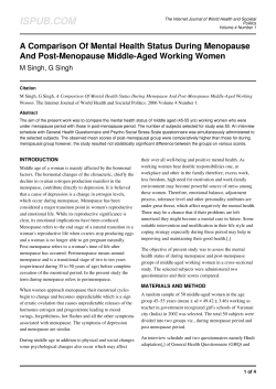 A Comparison Of Mental Health Status During Menopause And Post