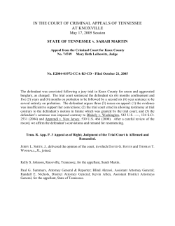 IN THE COURT OF CRIMINAL APPEALS OF TENNESSEE AT
