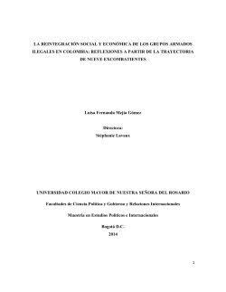 La reintegraci&oacute;n social y econ&oacute;mica de los grupos armados ilegales