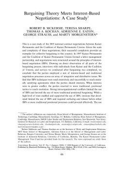 Bargaining Theory Meets Interest-Based Negotiations: A Case Study1