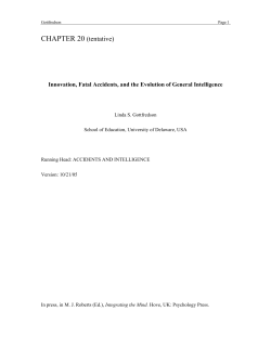 Innovation, Fatal Accidents, and the Evolution of General Intelligence