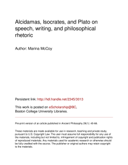 Alcidamas, Isocrates, and Plato on speech, writing, and