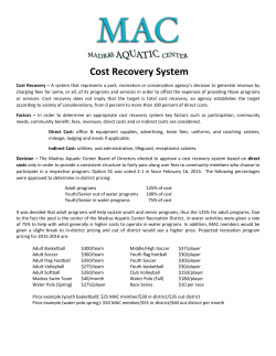 Cost Recovery System - MAC Recreation District
