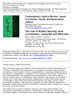 The case of Bradley Manning: state victimization, realpolitik and