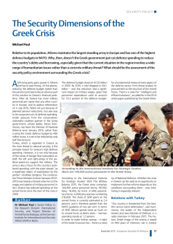 The Security dimensions of the Greek Crisis