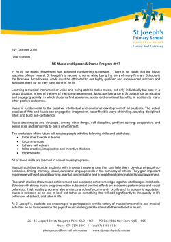 2017 Music Program Letter - St Joseph`s Kangaroo Point