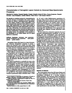 Characterizationof Hemoglobin Lepore Variantsby AdvancedMass