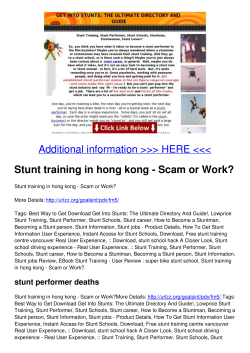 Stunt training in hong kong - Scam or Work?