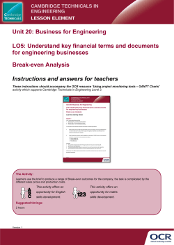 Unit 20 - Break-even analysis - Lesson Element - Teacher