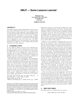 DBLP &mdash; Some Lessons Learned