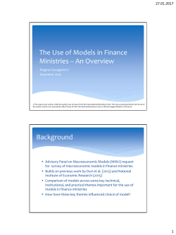 The Use of Models in Finance Ministries &ndash; An