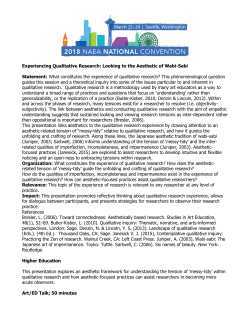 Experiencing Qualitative Research: Looking to the Aesthetic of Wabi