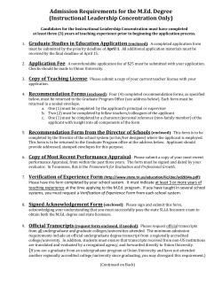 Admission Requirements for the M.Ed. Degree