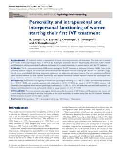 Personality and intrapersonal and interpersonal functioning of