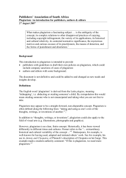 PASA Plagiarism Document - Publishers Association of South Africa
