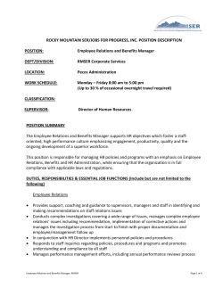 Employee Relations and Benefits Manager