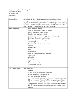 Early Learning Center Pre-Design Committee November 16, 2015 4