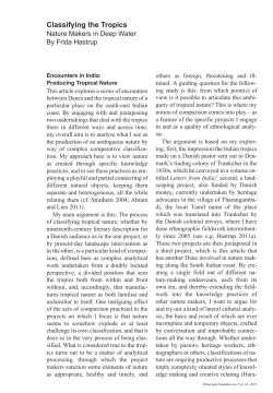 Hastrup, Frida. 2013. Classifying the tropics