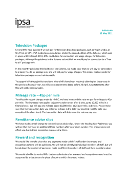 Television Packages Mileage rate – 45p per mile Remittance advice