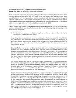 GENDER EQUALITY and the Constitutional Amendment Bills 2016