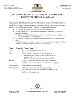 Post-Operative ACL Knee Reconstruction
