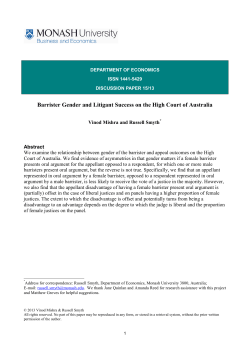 Barrister Gender and Litigant Success on the High Court of Australia