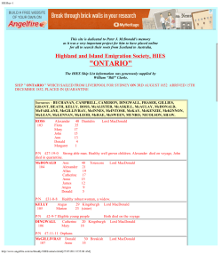 Highland and Island Emigration Society, HIES "ONTARIO"