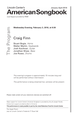 T he P ro g ram - Lincoln Center`s American Songbook