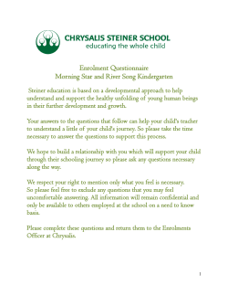 Enrolment Questionnaire Morning Star and River Song Kindergarten