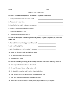 Pronoun Test Study Guide ELACC6L1: Underline e