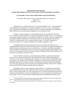 deposition strategies from the perspective of plaintiff