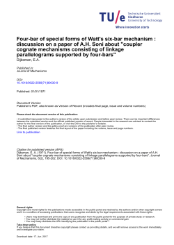 Four-bar Cognates of Special Forms of Watt`s Six