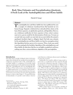 Body Mass Estimates and Encephalization Quotients