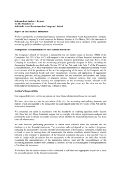 Financial Statement of Indiabulls Asset Reconstruction Company
