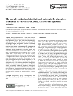 The sporadic radiant and distribution of meteors in the atmosphere