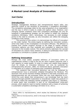 A Market Level Analysis of Innovation