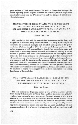 mercantilist theory and the practice of economic policy in austria in