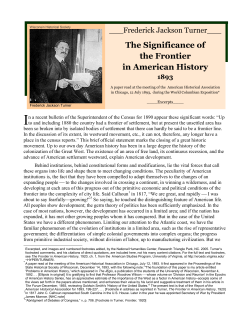Frederick Jackson Turner, "The Significance of the Frontier in