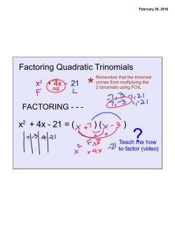2/29 Factoring Trinomials a>1
