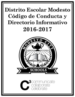 Distrito Escolar Modesto C&oacute;digo de Conducta y Directorio Informativo