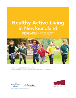 Healthy Active Living in Newfoundland RESEARCH PROJECT